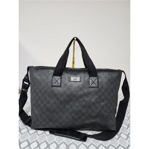 GUCCI GG Coated Canvas Large Messenger Bag Black/Grey